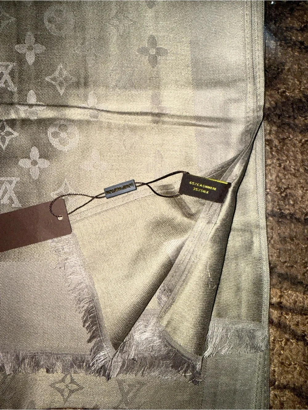 Tan/Tan Reversible Silk & Cashmere Fashion Scarf/Wrap- NWT